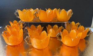 lot 73 image: Westmoreland Orange Peel Punch Cups with Gold Handle Vintage Set of 14