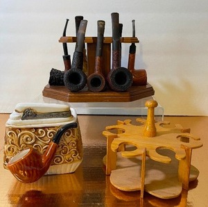 lot 179 image: Smokers Pipe LOT- Pipes, Stands and Decor