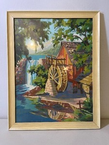 lot 188 image: Paint By Numbers Old Mill Artwork Framed