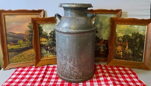 lot 296 image: Vintage Milk Can and Country Artwork Framed