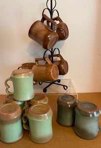 lot 300 image: Lot of 11 Frankoma Pottery Mugs, Varying Colors and Styles