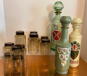 lot 304 image: Lot of 3 Vintage Decanters and Smoke Tumblers