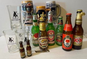 lot 313 image: Beer MugStein Lot with Vintage Bottles