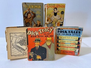 lot 327 image: Five Big Little Books featuring Dick Tracy, The Plainsman, Snow White, Folk Tales in Primer Style