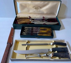 lot 330 image: Vintage Sheffield Carving Sets