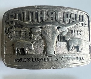 lot 133 image: Vintage Belt Buckles, Lot of 3 - South St. Paul MN Worlds Largest Stockyards
