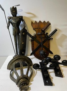lot 341 image: Medieval LOT Metal Vintage Metal Suite of Armor Brutalist Decor