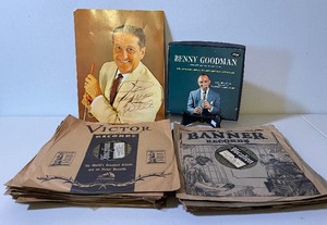 lot 454 image: LOT of Twenty-Four Antique Records ca.1920s, Signed Lawrence Welk Poster