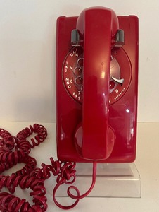 lot 494 image: Vintage ITT Wall Mount Red Rotary Telephone