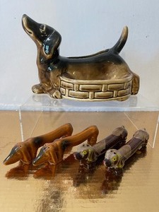 lot 532 image: Vintage Dachshund Planter and Salt & Pepper Shakers