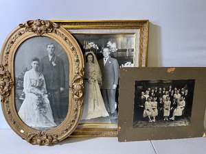 lot 486 image: Antique Wedding Pictures in Anique Frames