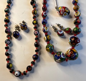 lot 536 image: Vintage Millefiore Italian Venetian Art Glass Jewelry Lot