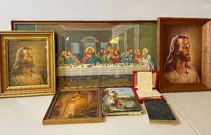 lot 477 image: Large Paint by Numbers The Last Supper and Religious Miscellaneous
