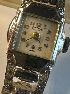 lot 542 image: Vintage Continental Geneva Swiss Made Hidden Watch Peek a Boo Watch Rhinestones