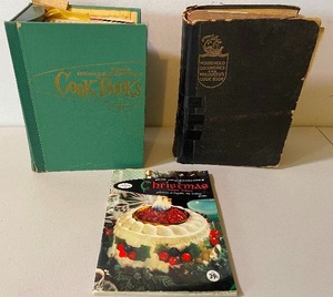 lot 497 image: Household Discoveries and Mrs. Curtiss Cookbook and 1958 Good Housekeeping Binder of Cookbooks
