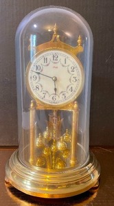 lot 499 image: Vintage Kundo Clock - Brass with Glass Dome Kieninger and Obergfell