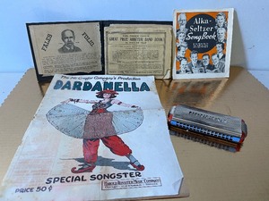 lot 504 image: Vintage Art Deco Hohner Harmonica and Sheet Music, Song Books