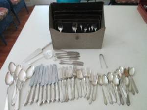 lot 73 image: Sterling silver flatware and serving set with Silverfile silverware storage container