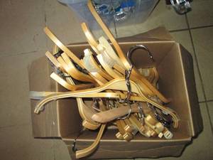 lot 90 image: Box of misc Bamboo shirt and pant hangers