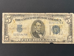 1934-D Blue Seal $5 Dollar Silver Certificate