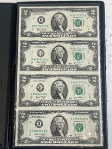 Uncut Sheet of $2 Dollar Bills