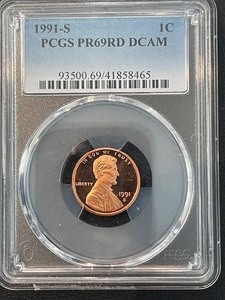 1991-S Lincoln Cent Proof PCGS PR69 Red Deep Cameo