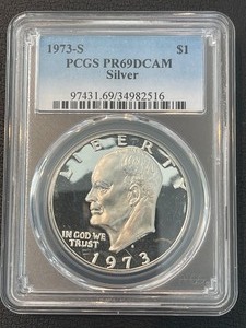 1973-S Eisenhower Silver Dollar Proof PCGS PR69 Deep Cameo