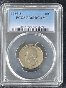 1986-S Washington Quarter Proof PCGS PR69 Deep Cameo