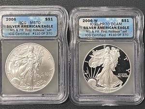 2006 & 2006-W Silver Eagles MS70 and PR70