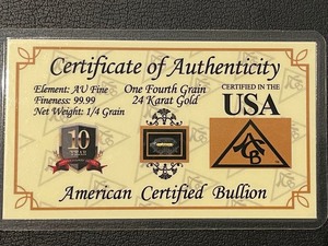 14 Grain .999 24k Gold Bar