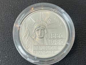 1986 100 Franc Statue of Liberty Silver Coin