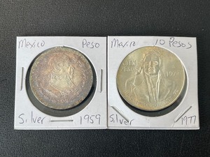 1959 and 1977 Silver Peso Coins