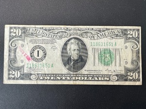 1934-B Green Seal $20 Dollar Federal Reserve Note
