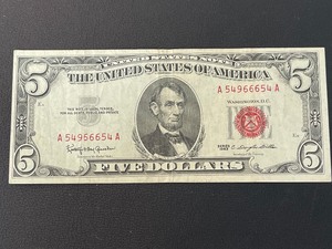 1963 Red Seal $5 Dollar Bill