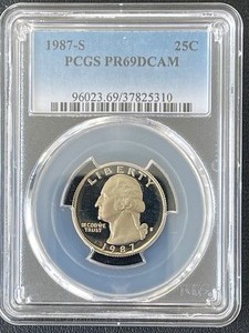 lot 8 image: 1987-S Washington Quarter Proof PCGS PR69 Deep Cameo