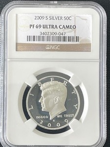 lot 15 image: 2009-S Kennedy Silver Half Dollar Proof NGC PF69 Ultra Cameo