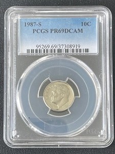 lot 16 image: 1987-S Roosevelt Dime Proof PCGS PR69 Deep Cameo