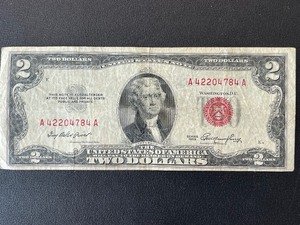 lot 75 image: 1953 Red Seal $2 Dollar Bill