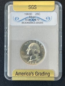 lot 78 image: 1963-D Washington Quarter SGS MS70