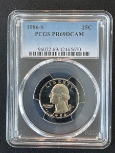 lot 84 image: 1986-S Washington Quarter Proof PCGS PR69 Deep Cameo