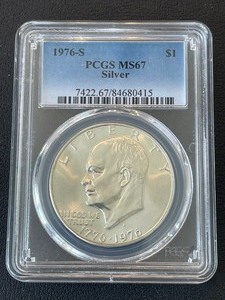 lot 86 image: 1976-S Eisenhower Dollar Silver PCGS MS67