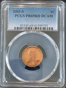 lot 89 image: 2003-S Lincoln Cent Proof PCGS PR69 Red Deep Cameo