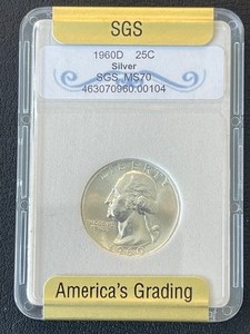 lot 92 image: 1960-D Washington Quarter SGS MS70