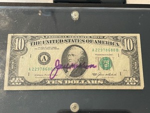 lot 106 image: 1985 $10 Dollar Bill Signed by Jack McKeon