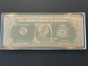 lot 107 image: 2005 4 Ounce .999 Fine Silver $1 Dollar Federal Reserve Note
