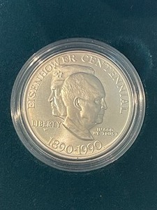 lot 115 image: 1990-W Eisenhower Silver Dollar