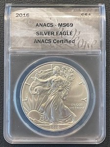 lot 120 image: 2016 Silver Eagle ANACS MS69