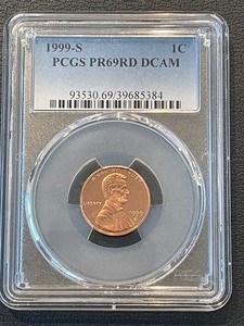 lot 121 image: 1999-S Lincoln Cent Proof PCGS PR69 Red Deep Cameo