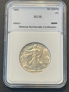 lot 129 image: 1942 Walking Liberty Half Dollar NNC MS66
