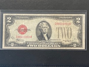 lot 136 image: 1928 D Red Seal $2 Dollar Bill